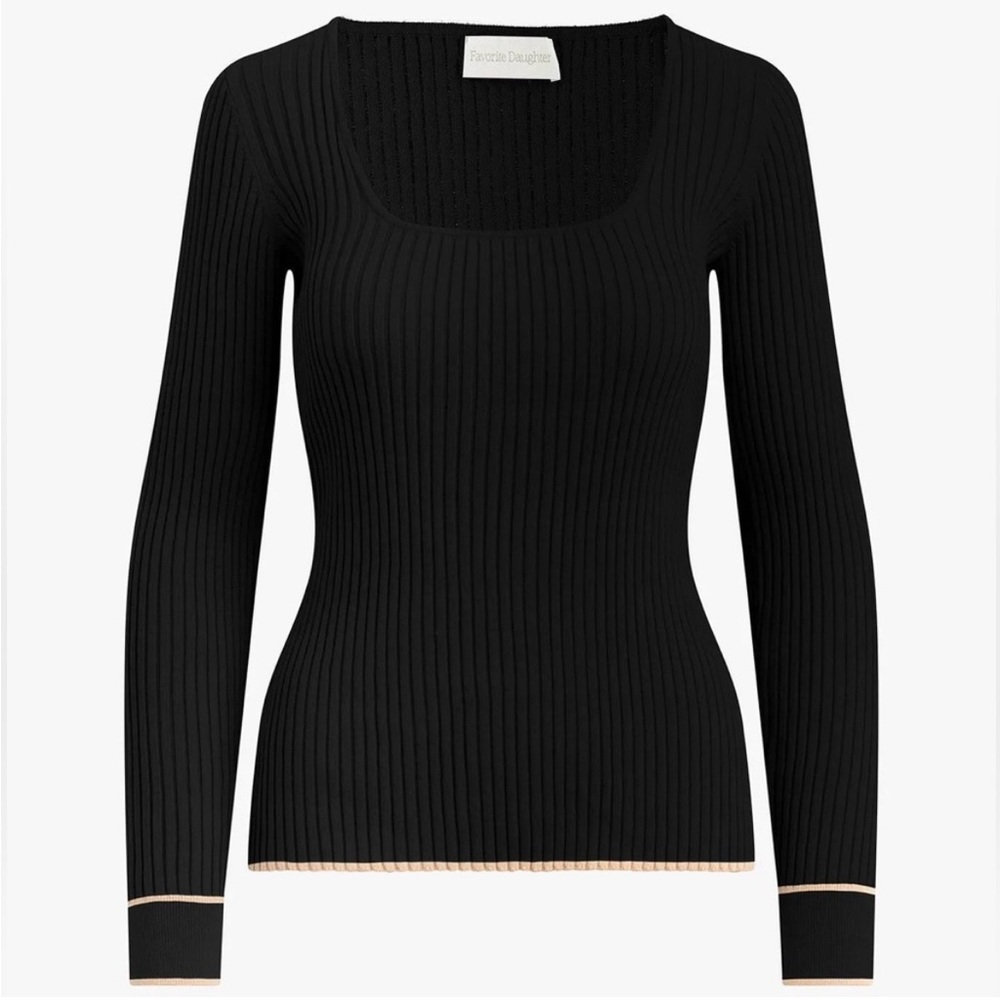 (NWOT) FAVORITE DAUGHTER Rib Square Neck Long Sleeve Top